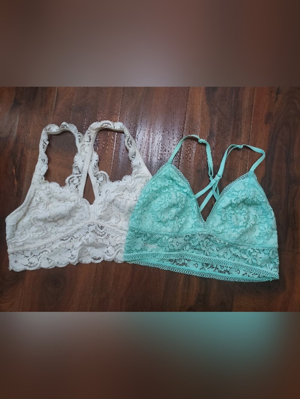 Xhilaration Mint and Ivory Lace Bralettes
